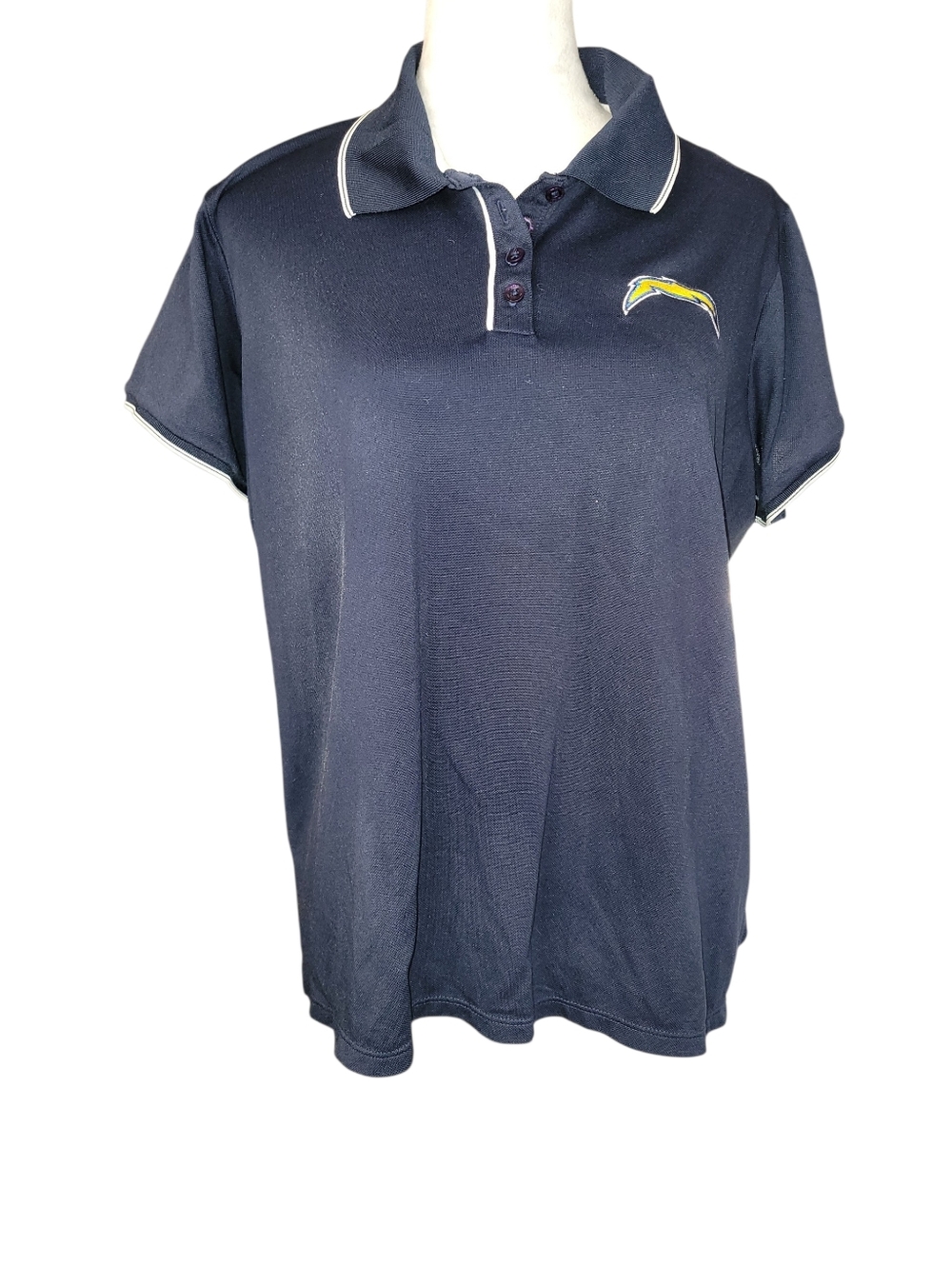 NFL LA Chargers Antigua Navy Polo With White Tipping & 3 Button Placket Size XL